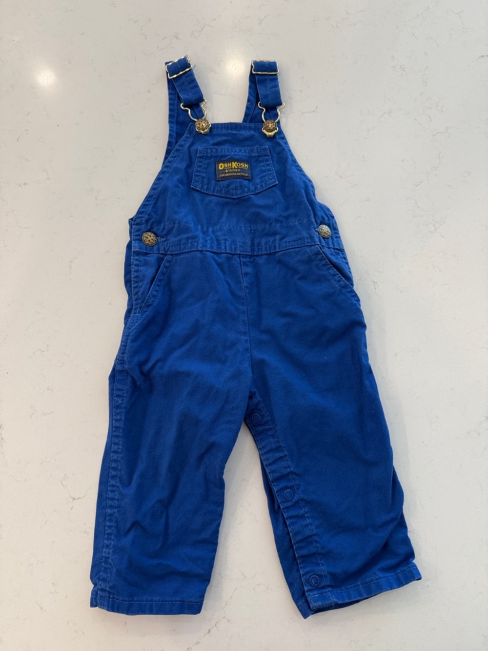 Vintage Made in USA OshKosh B'gosh Bright Blue Toddler Overalls Size 24 months